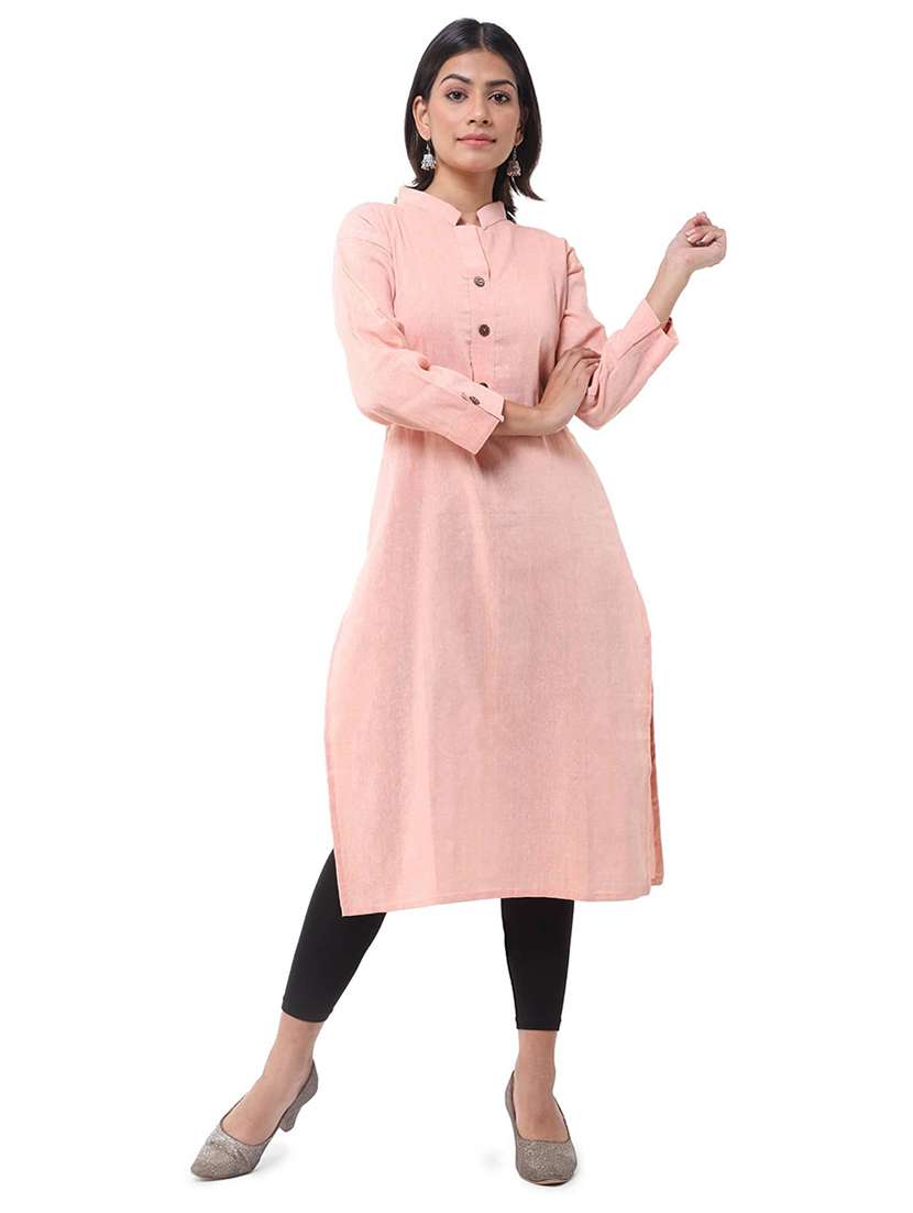 women pack of 2 solid three quarter sleeves straight kurta - 22588605 -  Standard Image - 1