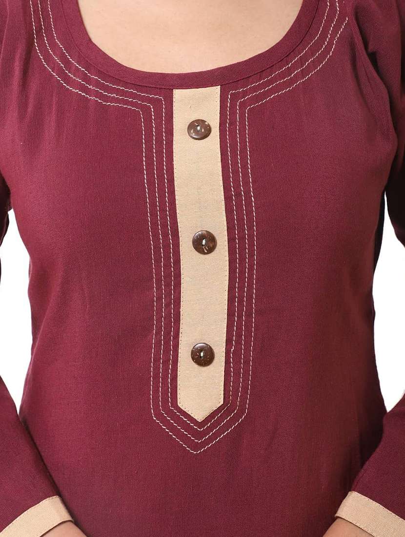 women pack of 2 solid three quarter sleeves straight kurta - 22588605 -  Standard Image - 6
