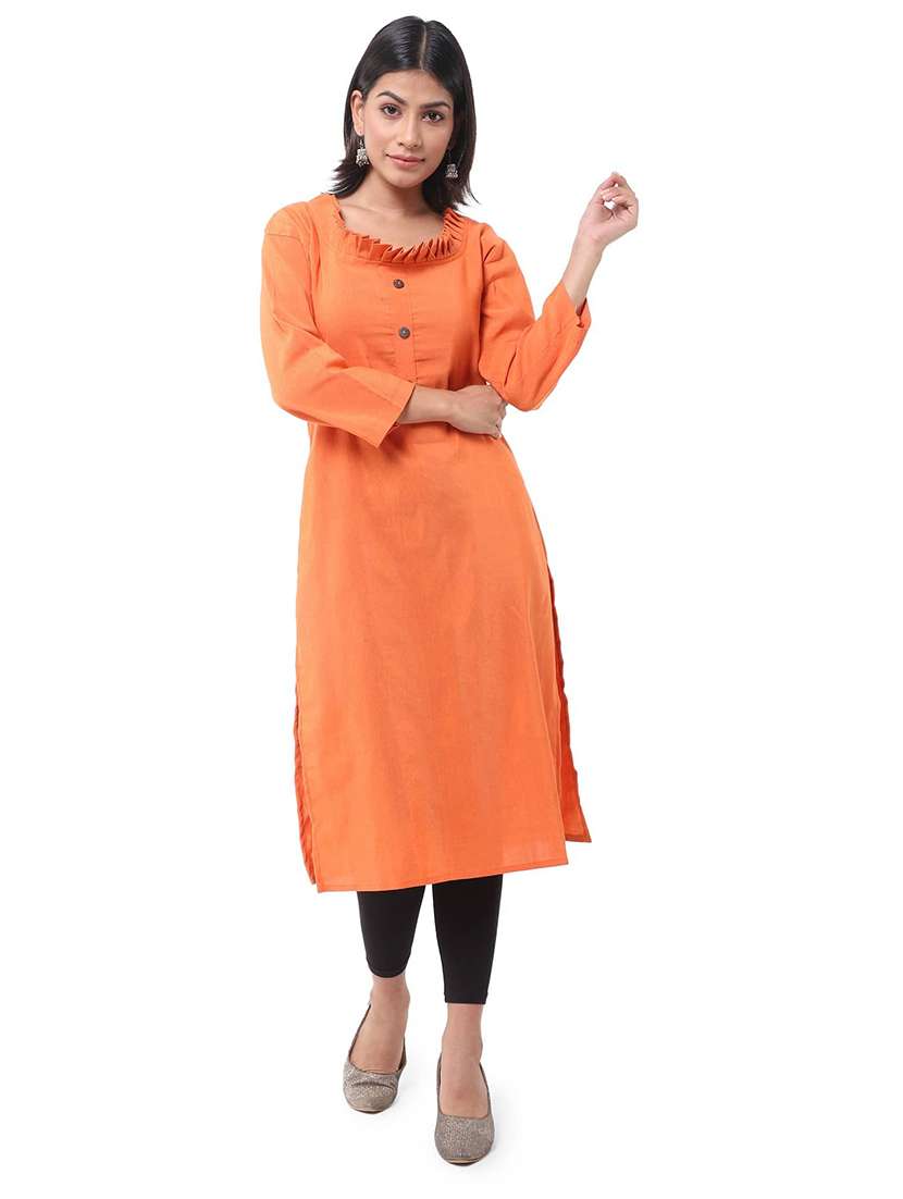Women Pack Of 2 Solid Three Quarter Sleeves Straight Kurta - 22588621 -  Standard Image - 1