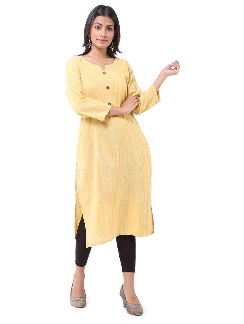 women pack of 2 self design three quarter sleeves straight kurta - 22588625 -  Standard Image - 1