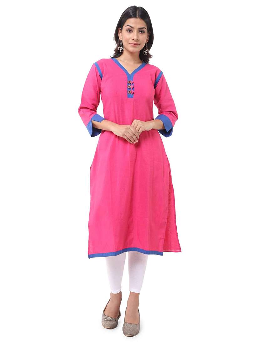 women pack of 2 three quarter sleeve straight kurta - 22588641 -  Standard Image - 1