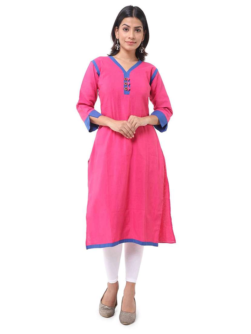 Women Pack Of 2 Three Quarter Sleeve Straight Kurta - 22588647 -  Standard Image - 1