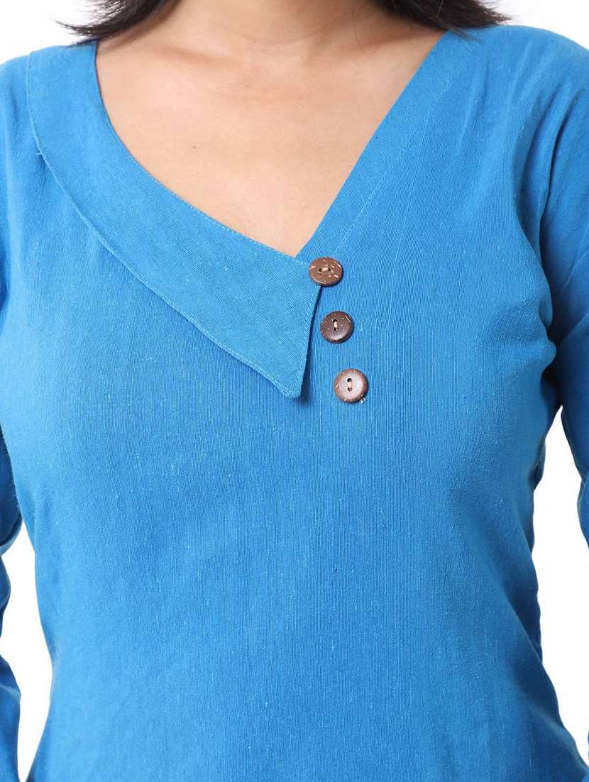 women pack of 2 solid three quarter sleeves straight kurta - 22588650 -  Standard Image - 6