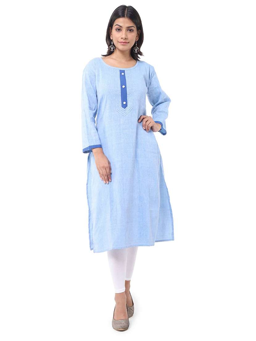 Women Pack Of 2 Self Design Three Quarter Sleeves Straight Kurta - 22588663 -  Standard Image - 1