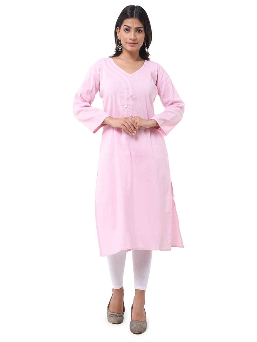 Women Pack Of 2 Solid Three Quarter Sleeves Straight Kurta - 22588677 -  Standard Image - 1