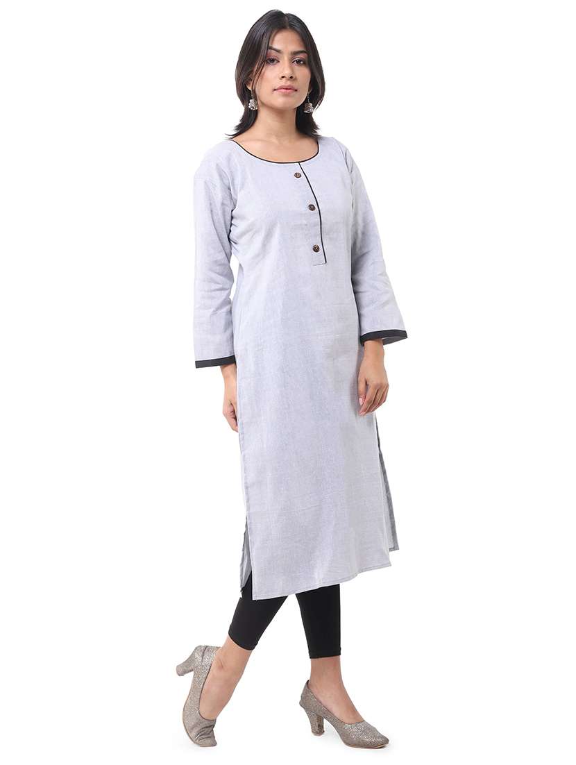 Women Pack Of 2 Solid Three Quarter Sleeves Straight Kurta - 22588677 -  Standard Image - 4