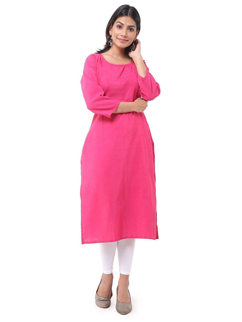 Women Pack Of 2 Solid Three Quarter Sleeves Straight Kurta - 22588692 -  Standard Image - 1