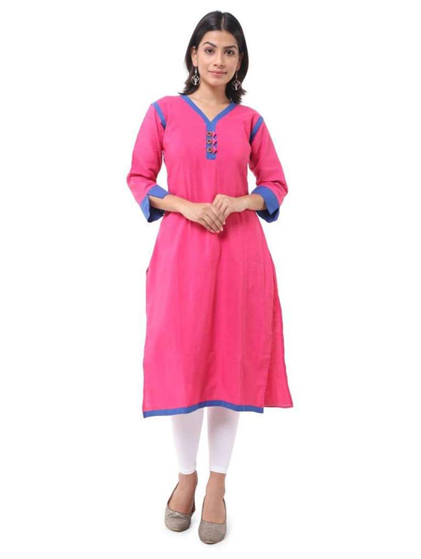 women pack of 2 three quarter sleeve straight kurta - 22588696 -  Standard Image - 4