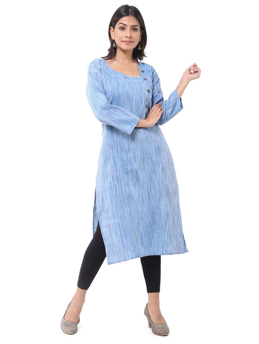 Women Pack Of 2 Solid Three Quarter Sleeves Straight Kurta - 22588697 -  Standard Image - 4
