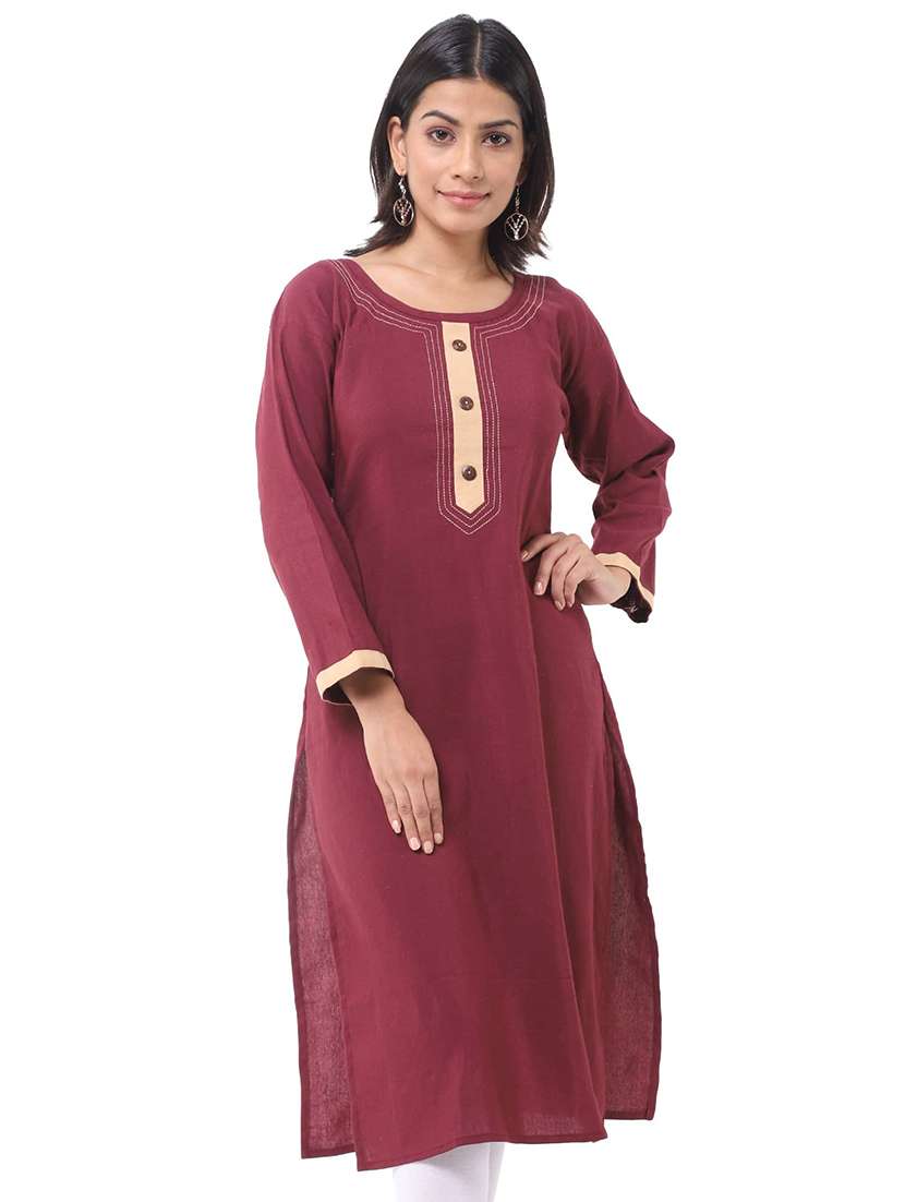 women pack of 2 three quarter sleeve straight kurta - 22588698 -  Standard Image - 1