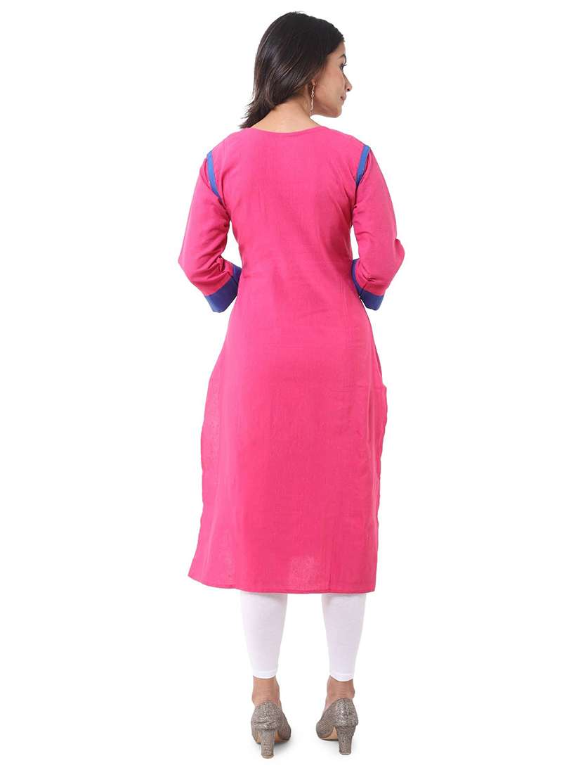 women pack of 2 three quarter sleeve straight kurta - 22588698 -  Standard Image - 6