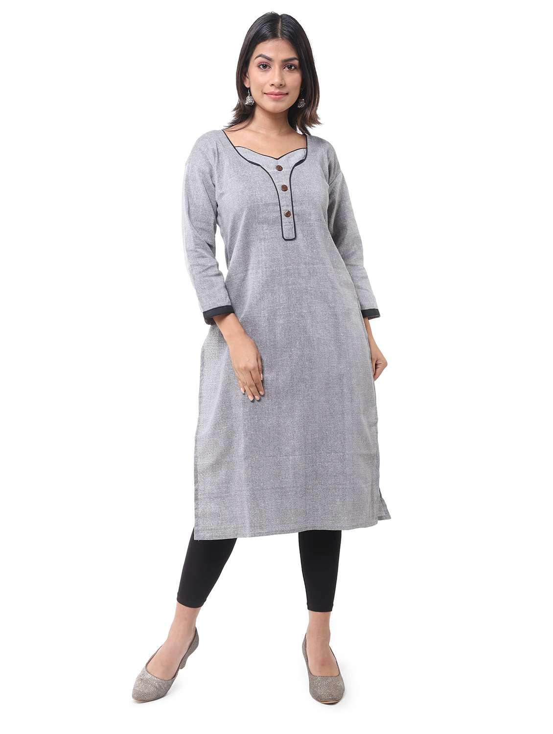 Women Pack Of 2 Solid Three Quarter Sleeves Straight Kurta - 22588710 -  Standard Image - 1
