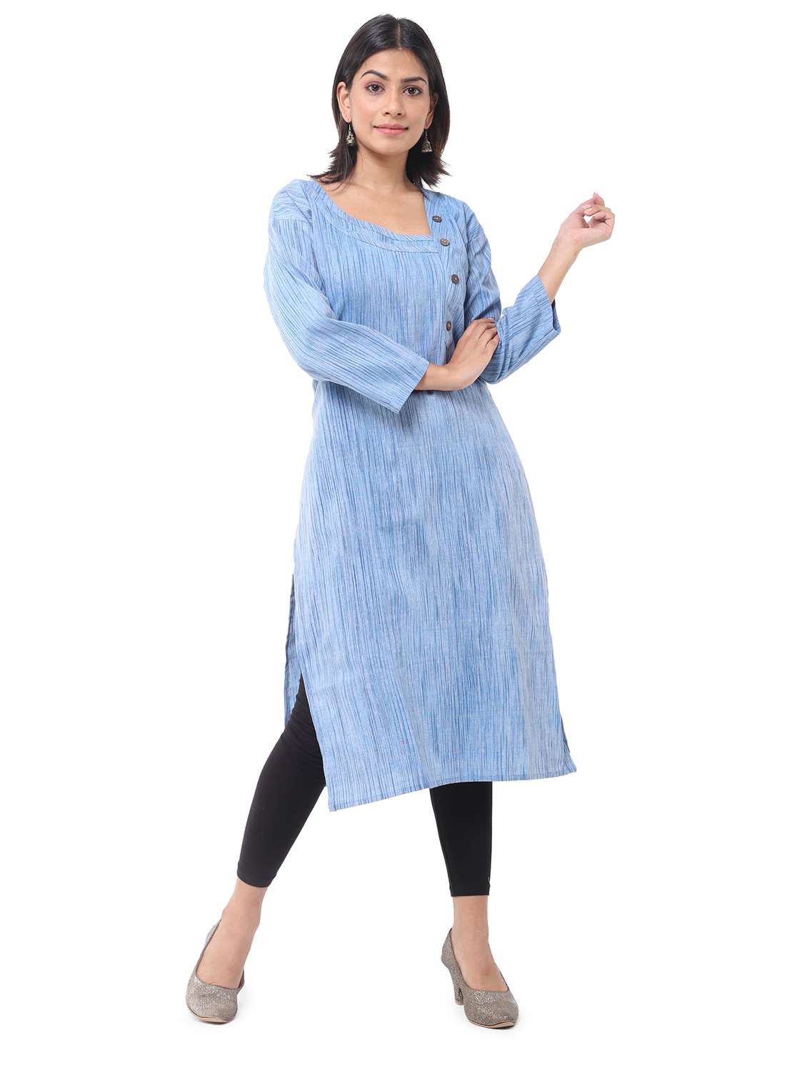 Women Pack Of 2 Solid Three Quarter Sleeves Straight Kurta - 22588711 -  Standard Image - 1