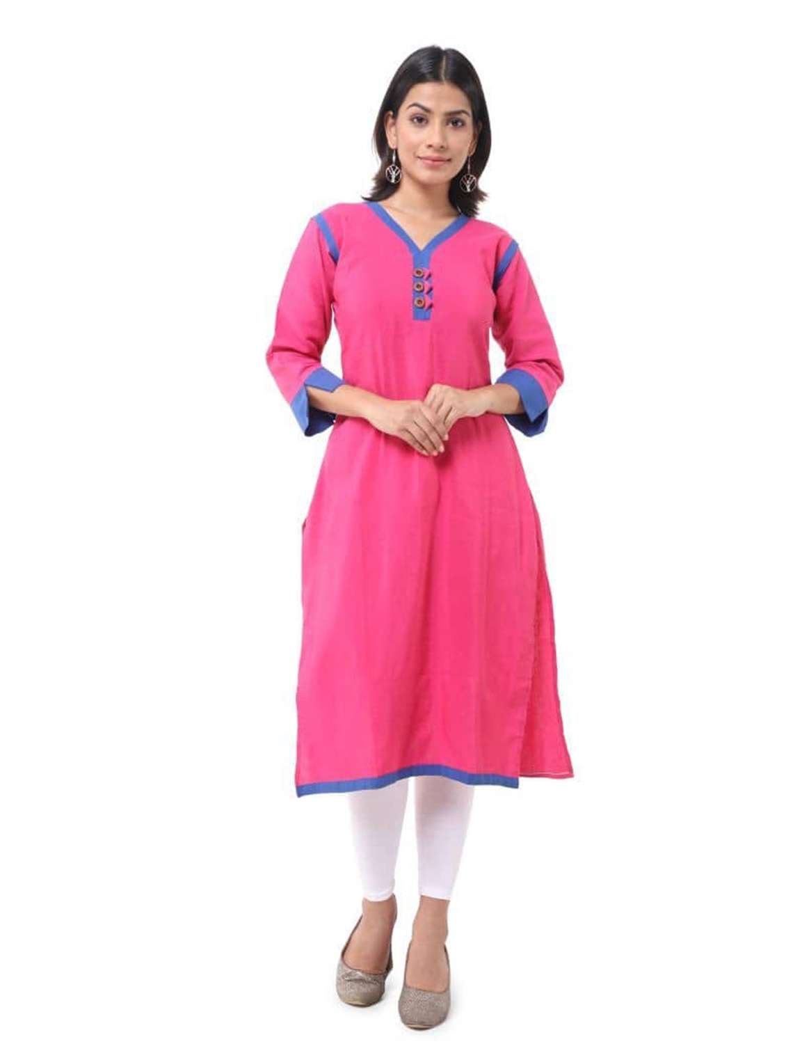 Women Pack Of 2 Solid Three Quarter Sleeves Straight Kurta - 22588716 -  Standard Image - 1