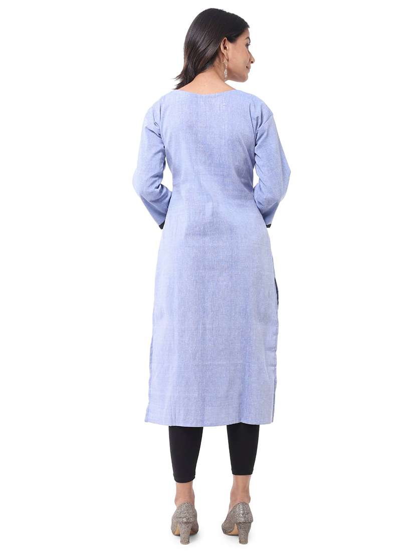 Women Pack Of 2 Solid Three Quarter Sleeves Straight Kurta - 22588716 -  Standard Image - 4