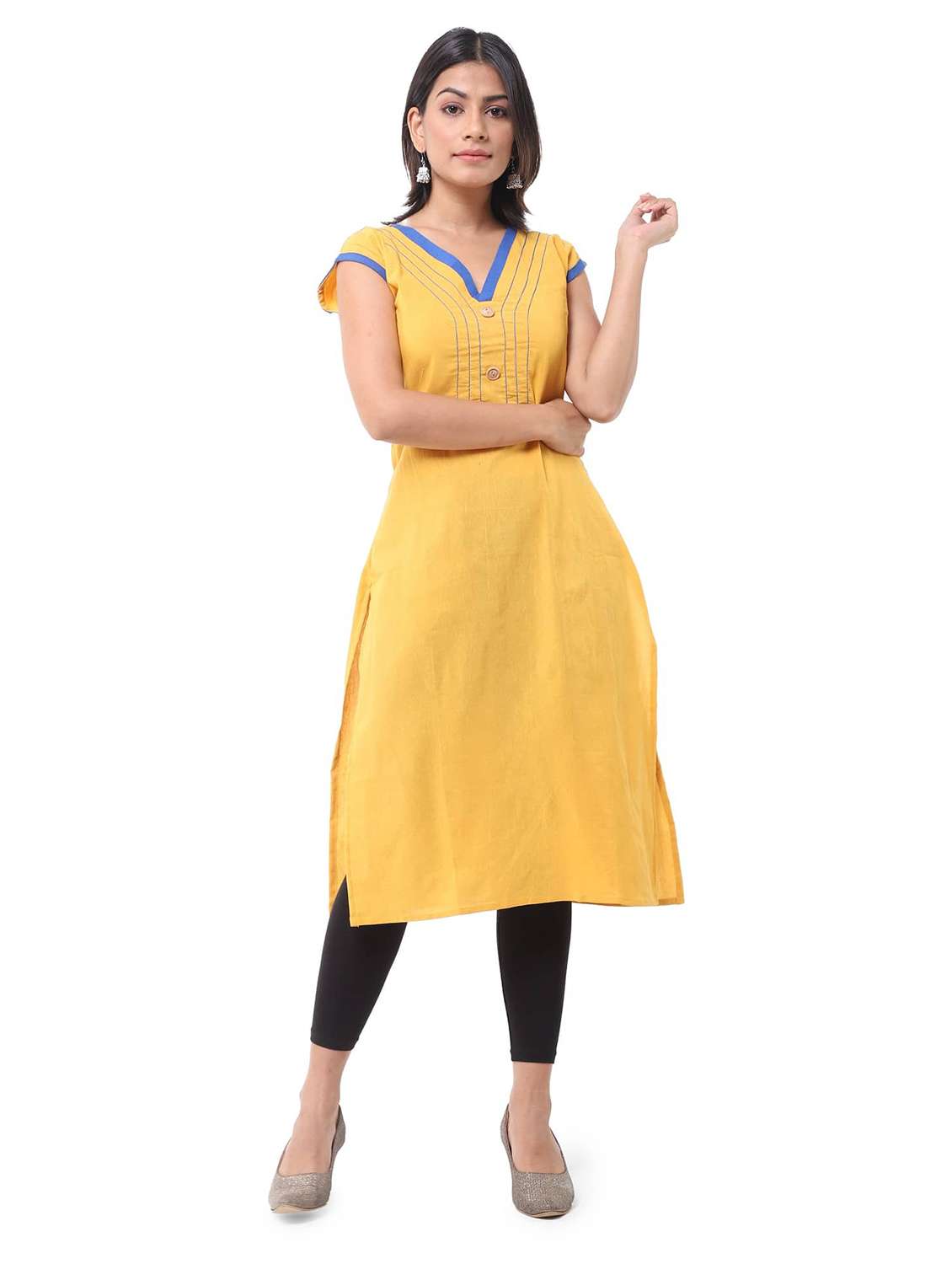 Women Pack Of 2 Solid Three Quarter Sleeves Straight Kurta - 22588720 -  Standard Image - 1