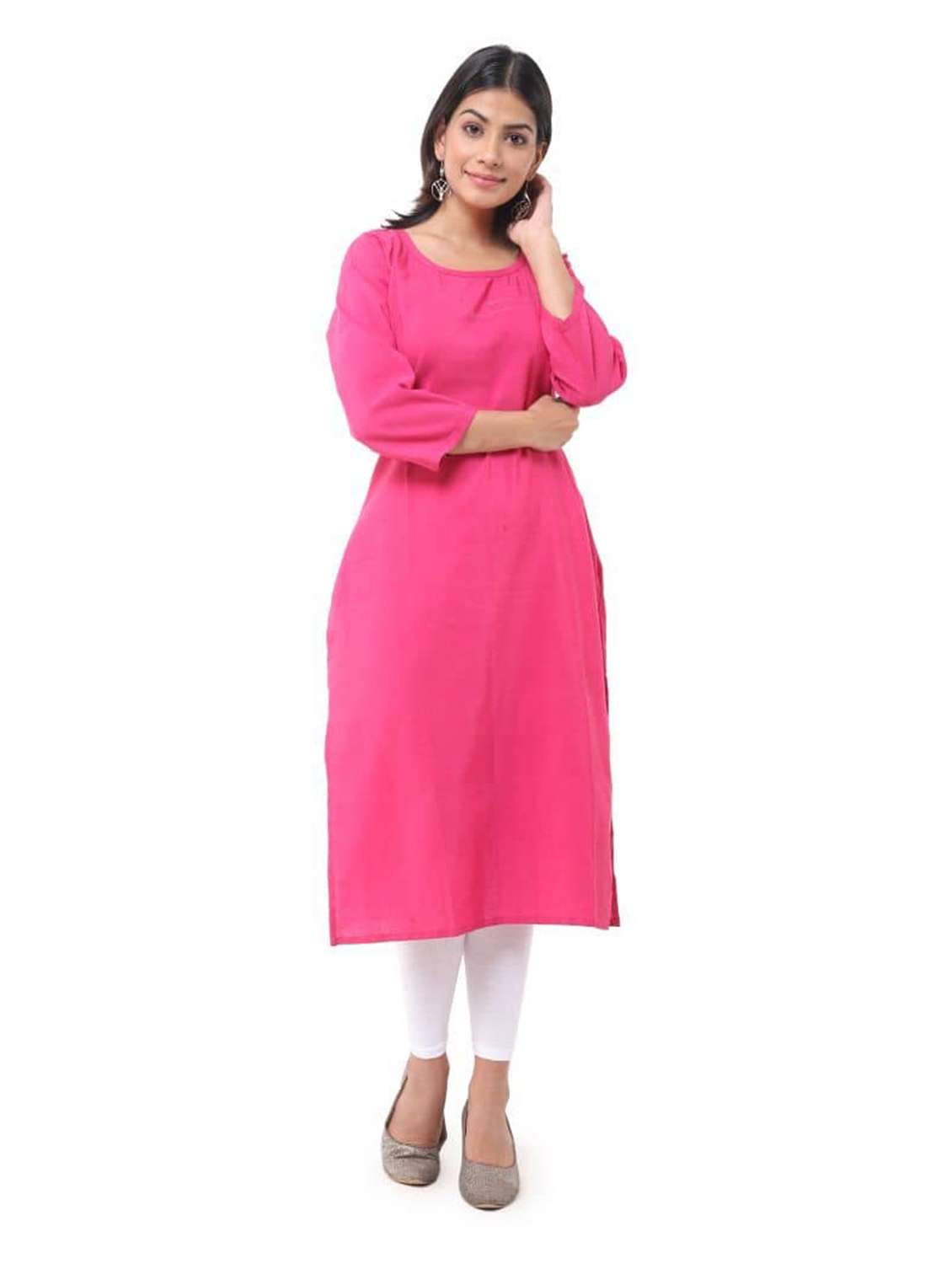 women pack of 2 three quarter sleeve straight kurta - 22588728 -  Standard Image - 1