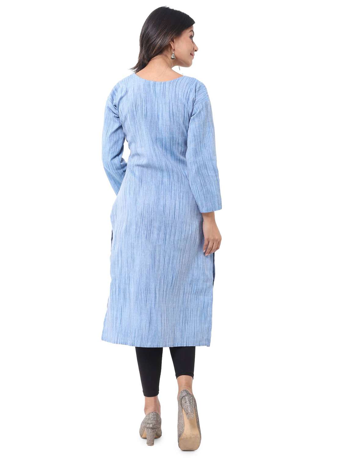 women pack of 2 solid three quarter sleeves straight kurta - 22588754 -  Standard Image - 4