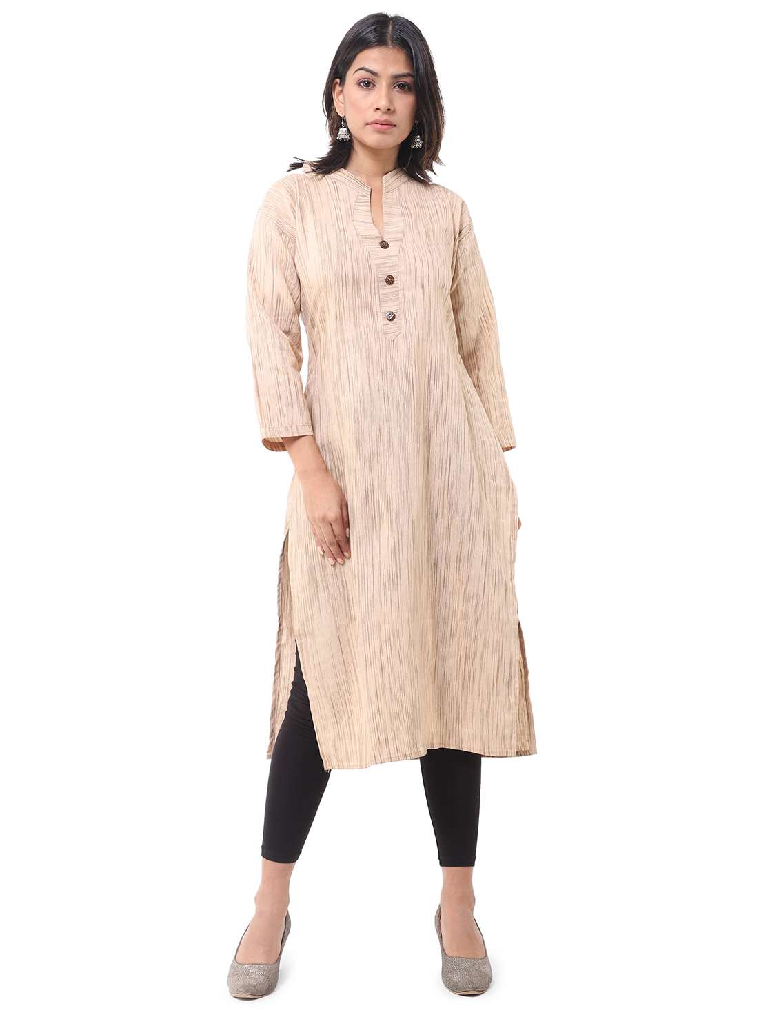 women pack of 2 solid three quarter sleeves straight kurta - 22588757 -  Standard Image - 1