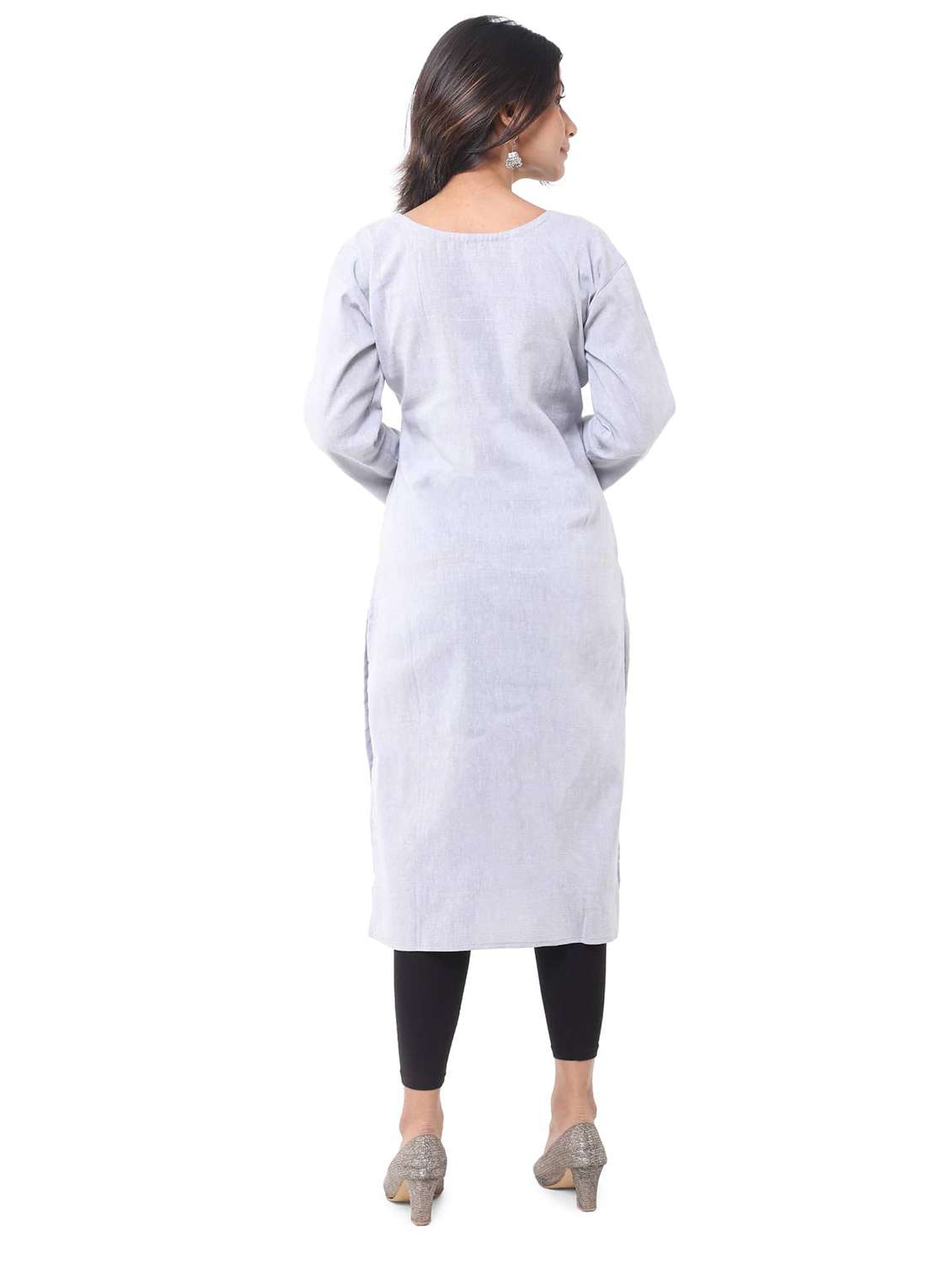 women pack of 2 solid three quarter sleeves straight kurta - 22588757 -  Standard Image - 4