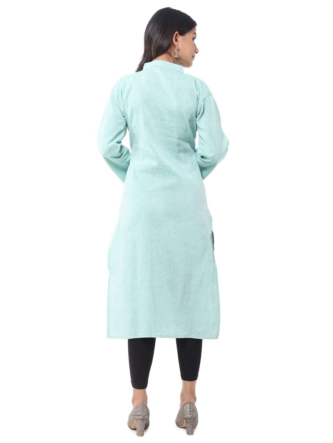 women pack of 2 solid three quarter sleeves straight kurta - 22588760 -  Standard Image - 4