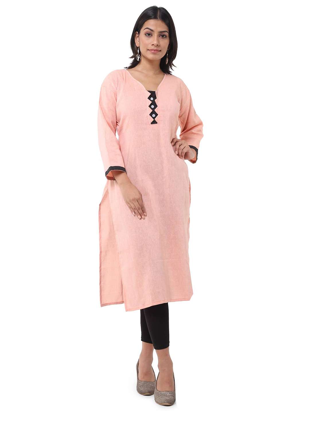 Women Pack Of 2 Solid Three Quarter Sleeves Straight Kurta - 22588778 -  Standard Image - 1