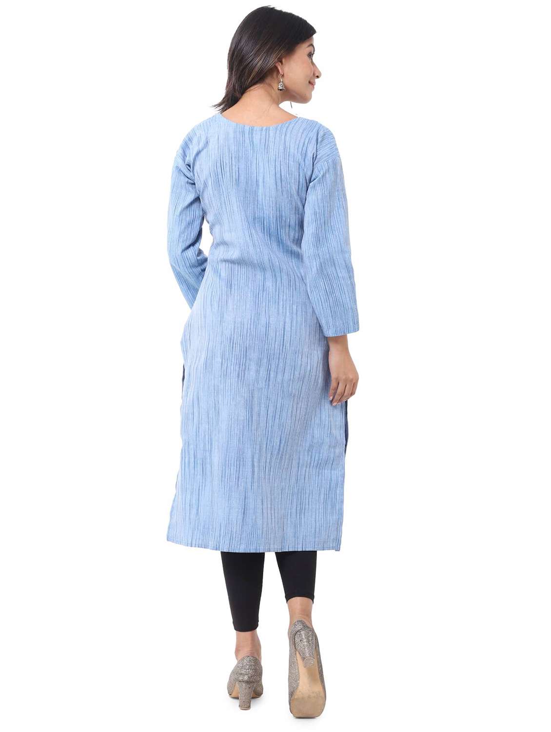 Women Pack Of 2 Solid Three Quarter Sleeves Straight Kurta - 22588778 -  Standard Image - 4