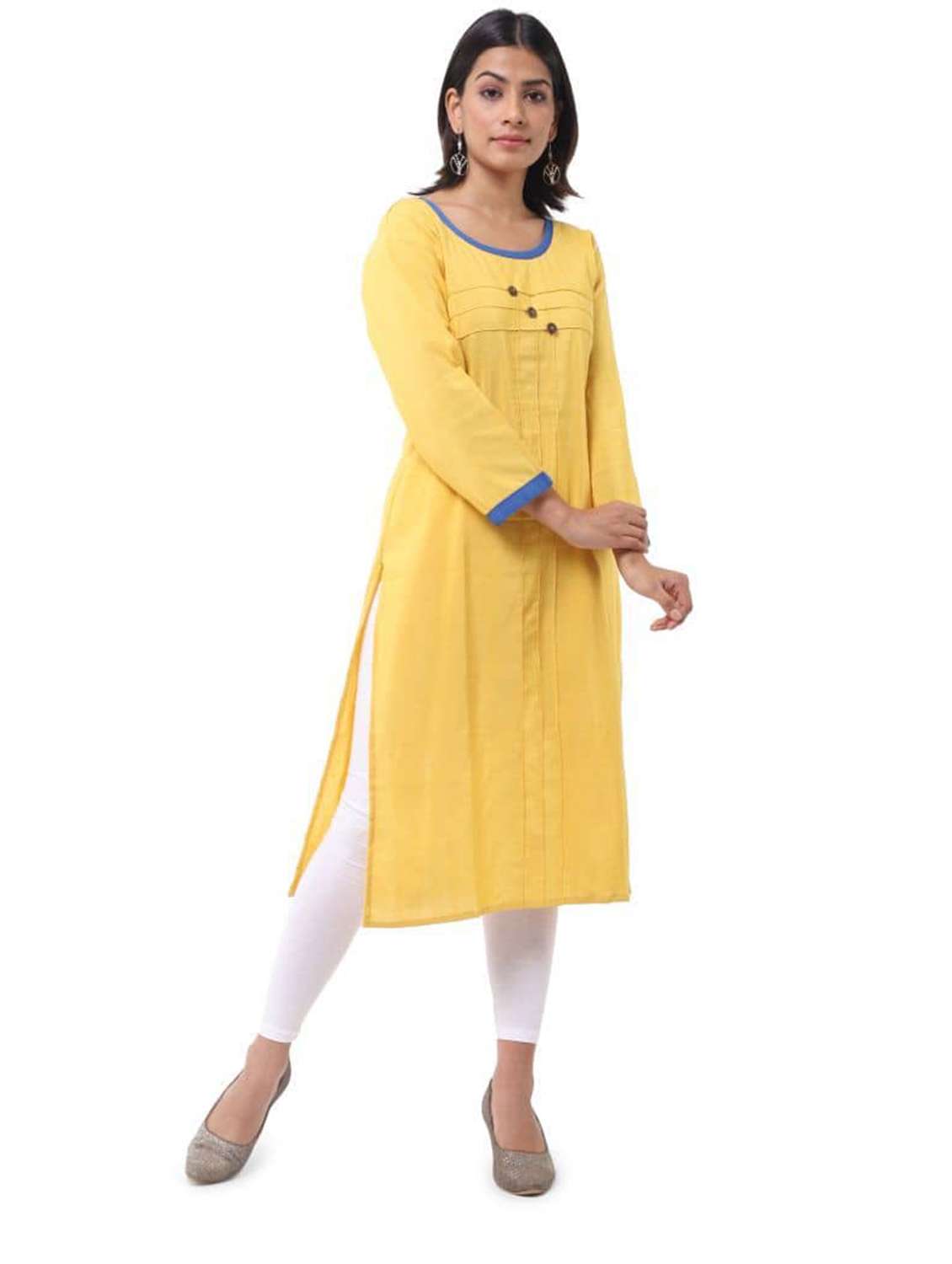 Women Pack Of 2 Solid Three Quarter Sleeves Straight Kurta - 22588793 -  Standard Image - 1