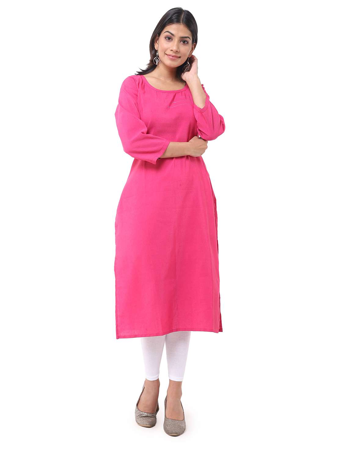 Women Pack Of 2 Solid Three Quarter Sleeves Straight Kurta - 22588798 -  Standard Image - 1