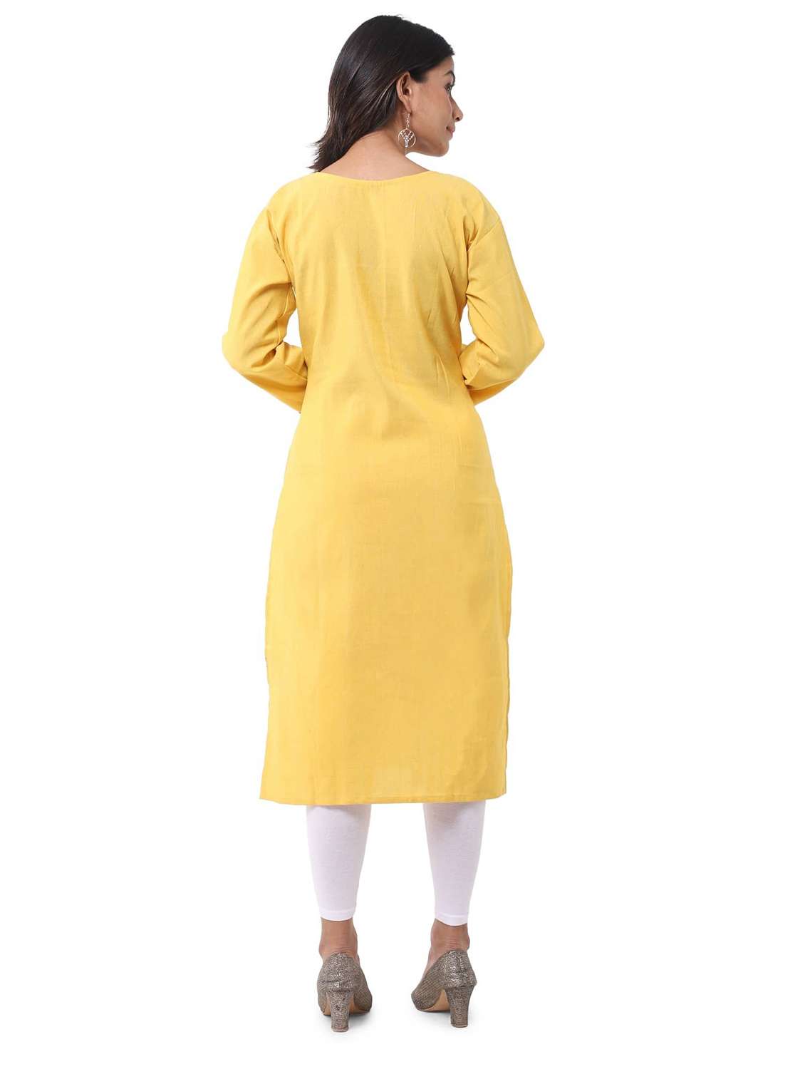 women pack of 2 solid three quarter sleeves straight kurta - 22588821 -  Standard Image - 4