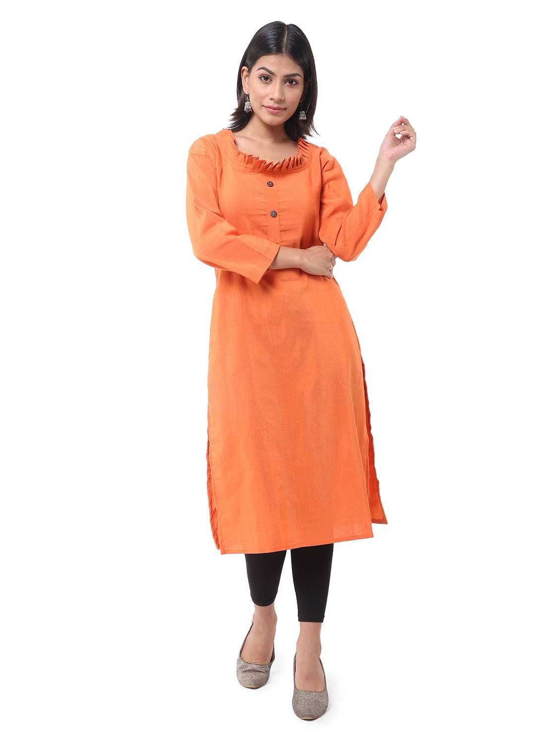 women pack of 2 three quarter sleeve straight kurta - 22588827 -  Standard Image - 1