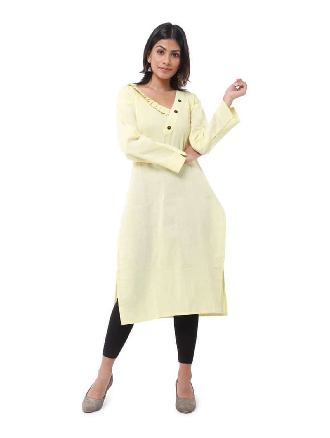 women pack of 2 three quarter sleeve straight kurta - 22588852 -  Standard Image - 1