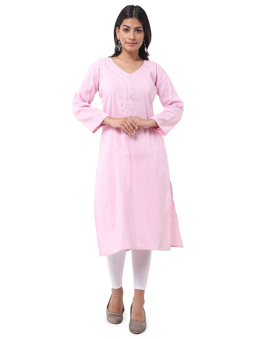 Women Pack Of 2 Solid Three Quarter Sleeves Straight Kurta - 22588881 -  Standard Image - 1
