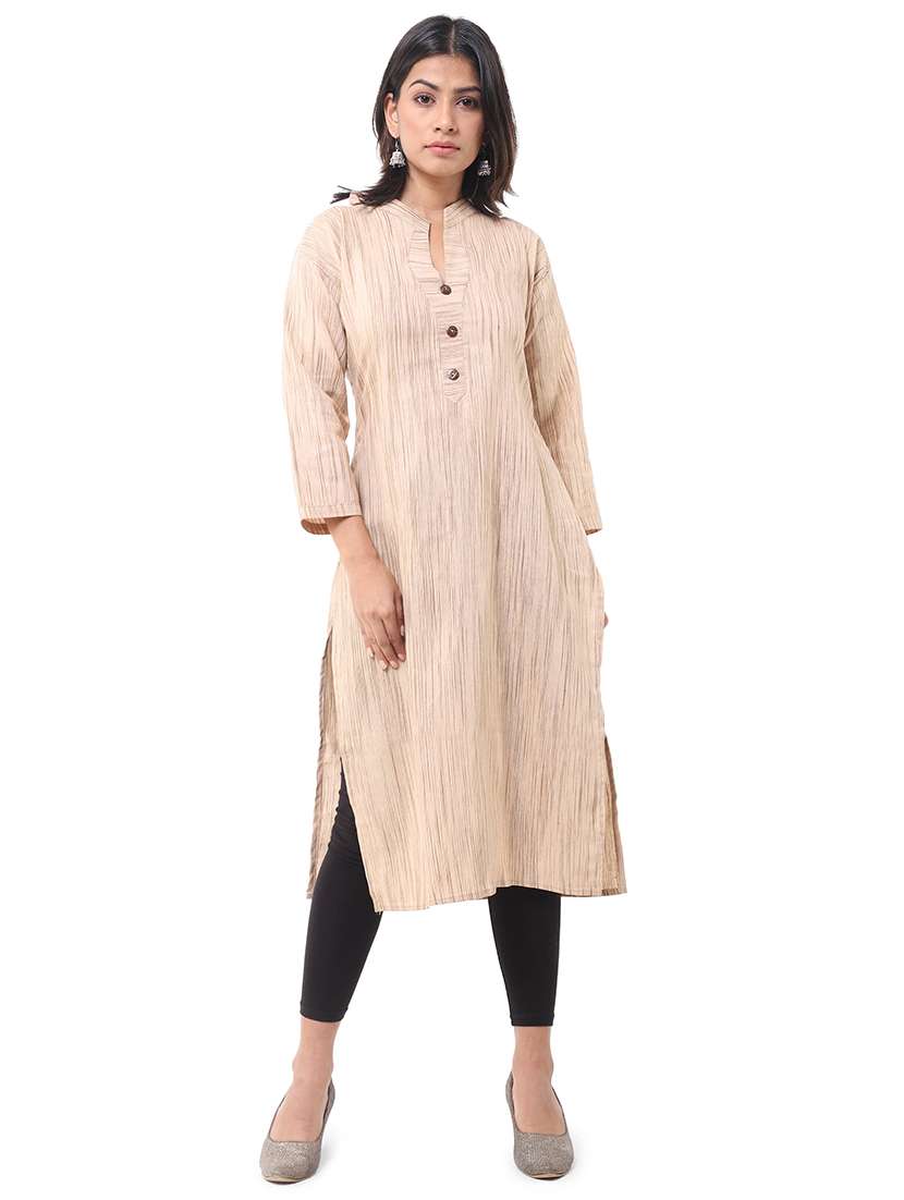 women pack of 2 solid three quarter sleeves straight kurta - 22588886 -  Standard Image - 1