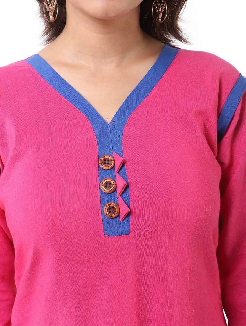 women pack of 2 solid three quarter sleeves straight kurta - 22588886 -  Standard Image - 6