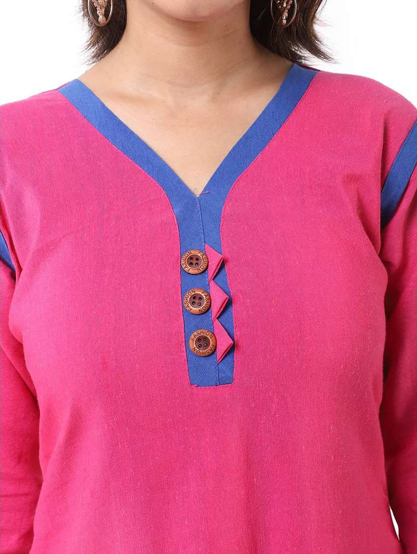 women pack of 2 solid three quarter sleeves straight kurta - 22588896 -  Standard Image - 6