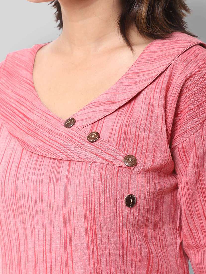 Women Self Design Three Quarter Sleeves Straight Kurta - 22588977 -  Standard Image - 1