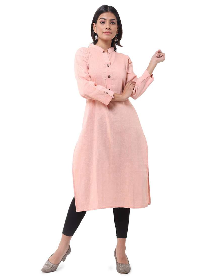 women pack of 2 solid three quarter sleeves straight kurta - 22589009 -  Standard Image - 1