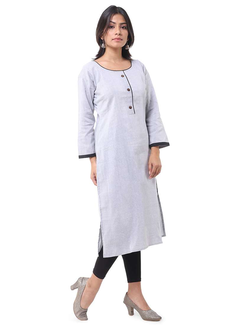 women pack of 2 solid three quarter sleeves straight kurta - 22589009 -  Standard Image - 4