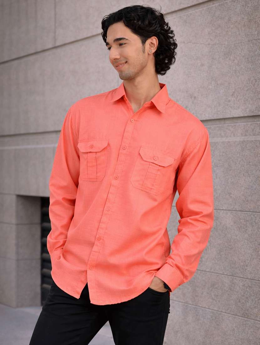 men solid long sleeves regular fit shirt