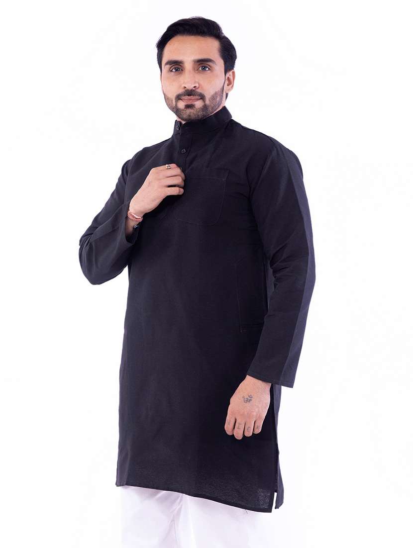 men pack of 2 solid mandarin neck kurta - 22589377 -  Standard Image - 1