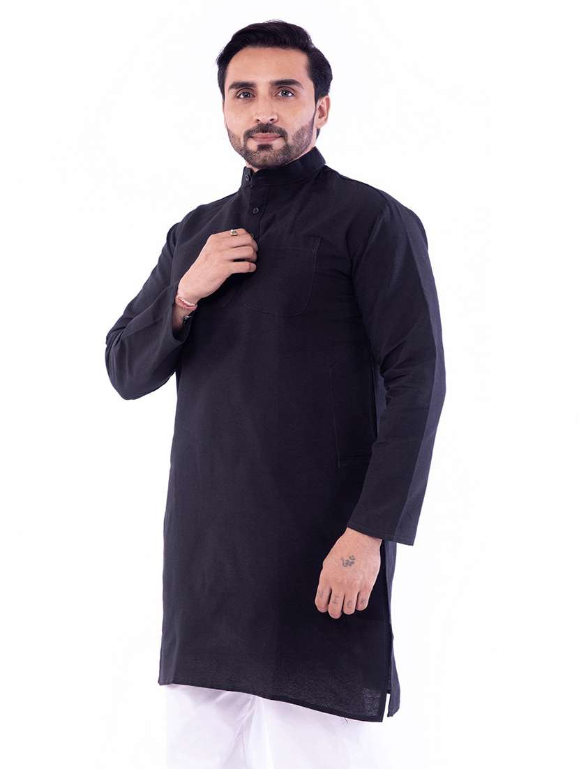 Men Pack Of 2 Solid Mandarin Neck Kurta - 22589378 -  Standard Image - 1