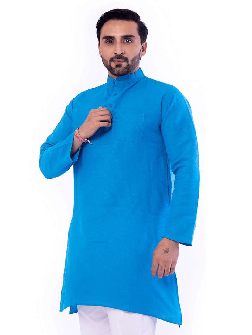 Men Pack Of 2 Solid Mandarin Neck Kurta - 22589378 -  Standard Image - 4