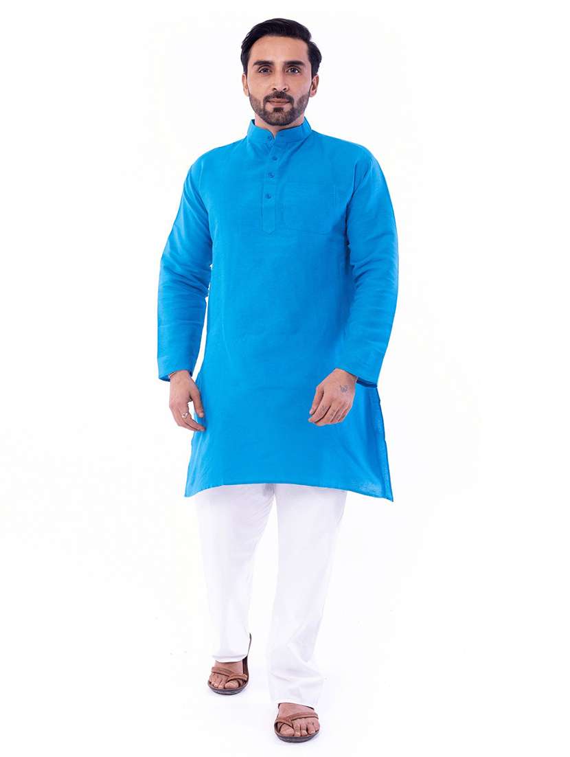 Men Pack Of 2 Solid Mandarin Neck Kurta - 22589378 -  Standard Image - 6