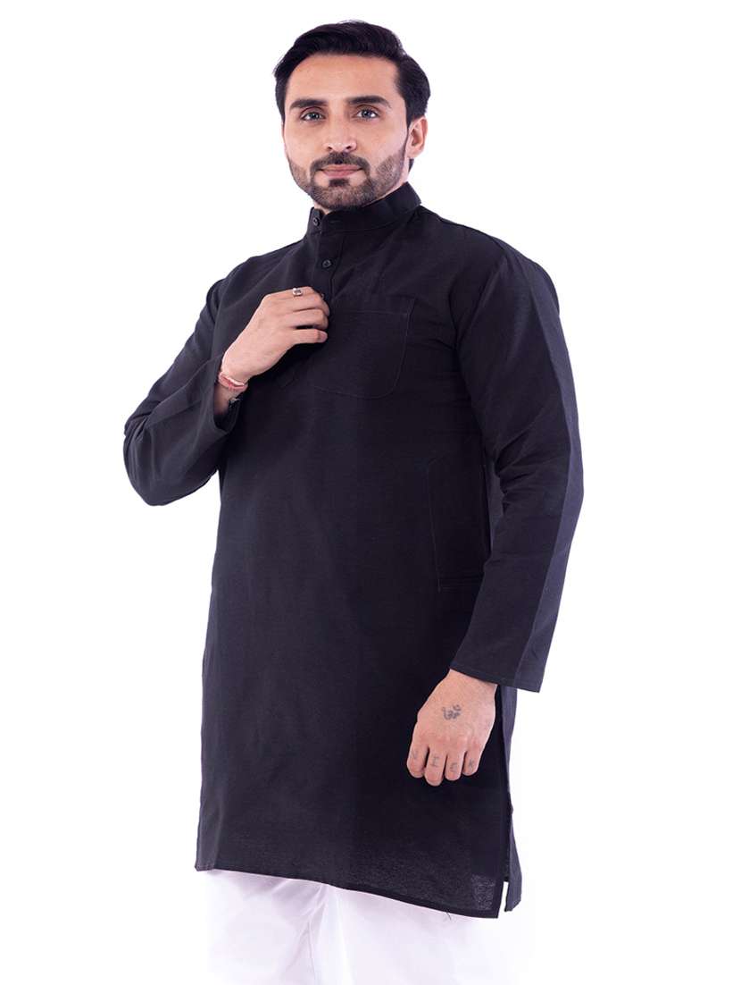 men pack of 2 solid mandarin neck kurta - 22589393 -  Standard Image - 4
