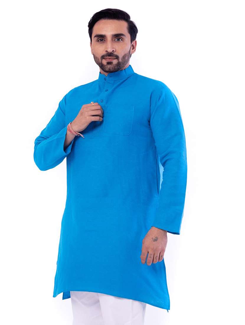 Men Pack Of 2 Solid Mandarin Neck Kurta - 22589414 -  Standard Image - 4