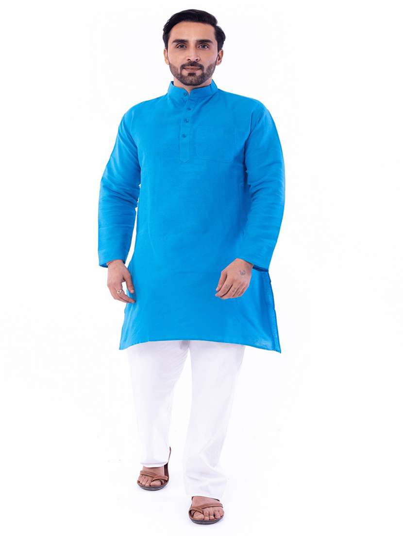 Men Pack Of 2 Solid Mandarin Neck Kurta - 22589414 -  Standard Image - 6