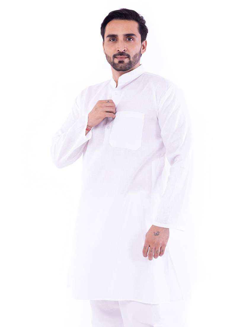 Men Pack Of 2 Solid Mandarin Neck Kurta - 22589415 -  Standard Image - 1