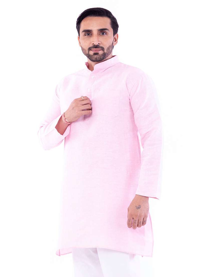 Men Pack Of 2 Solid Mandarin Neck Kurtav - 22589420 -  Standard Image - 4