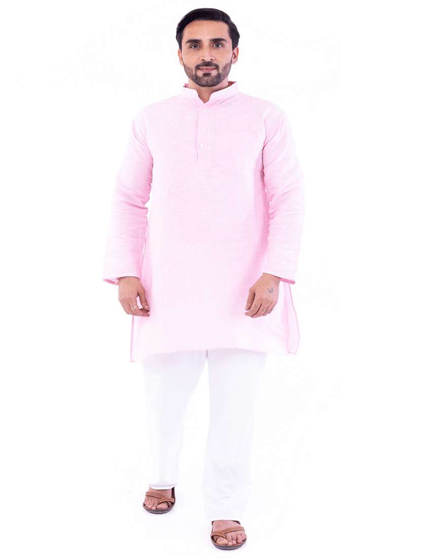 Men Pack Of 2 Solid Mandarin Neck Kurtav - 22589420 -  Standard Image - 6